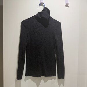 Uniqlo Women Extra Fine Merino Ribbed Turtleneck Sweater Size M Dark Grey